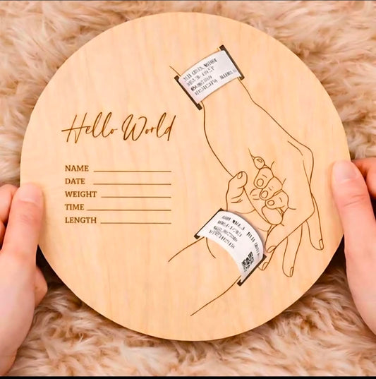 Personalised New Baby ID Wristband Display Board
