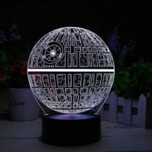 death star acrylic 3D lamp colour changing etchi design 