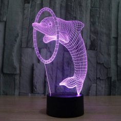 Dolphiin colour changing lamp 3 acrylic etchi