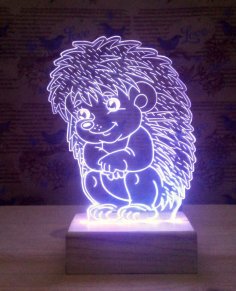 Cute hedgehog 3D colour changing lamp acrylic etchi