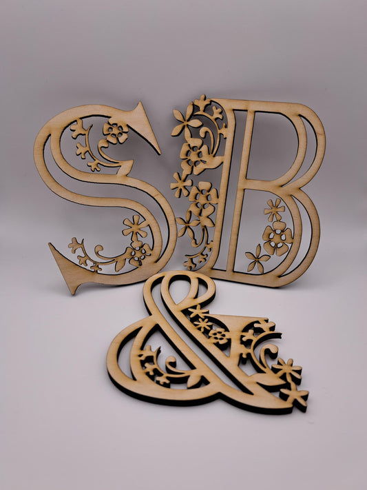 Plywood floral style table decorations letters numbers etchi