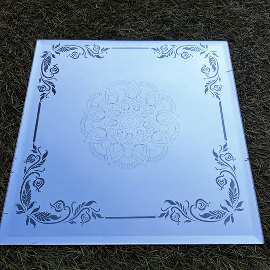 Mirror etching mandala effect