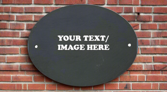 Oval slate house sign customisable names dates images etchi