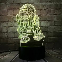 R2D2 colour changing lamp 3D acrylic etchi 